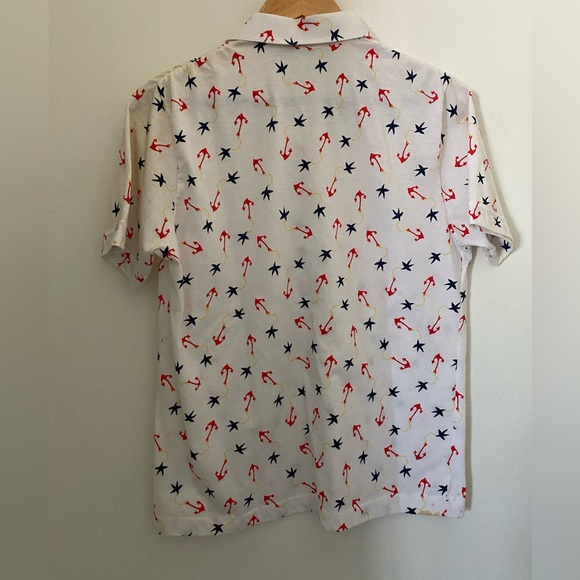 Vintage Anchors and Starfish AOP Polo Shirt Size L - Picture 6 of 10